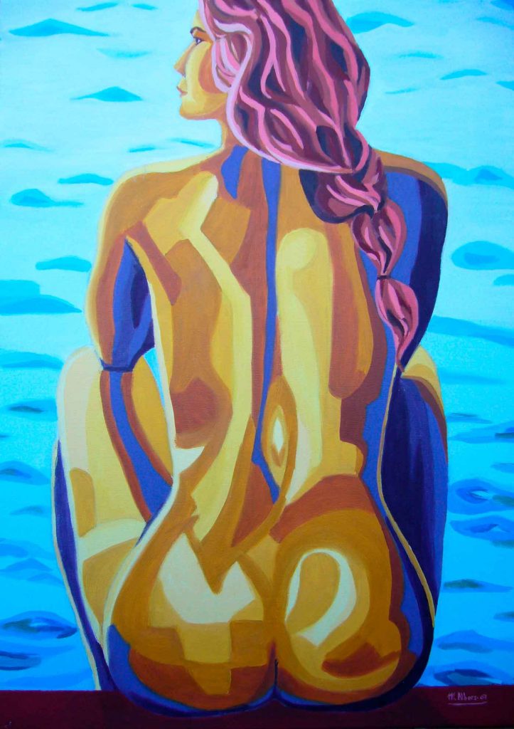 Desnudo mujer sentada Maite Albors